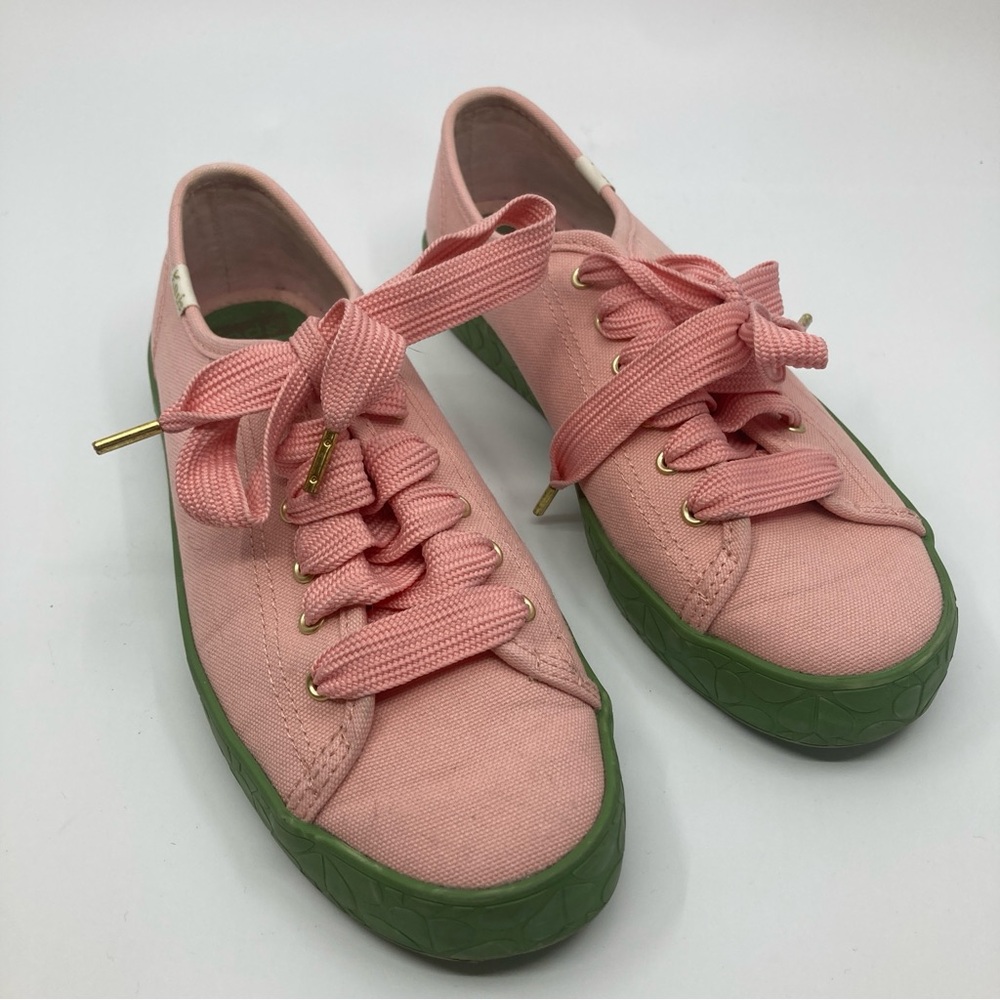 Keds X Kate Spade New York Kickstart Logo Foxing Sneakers shoes pink green 6